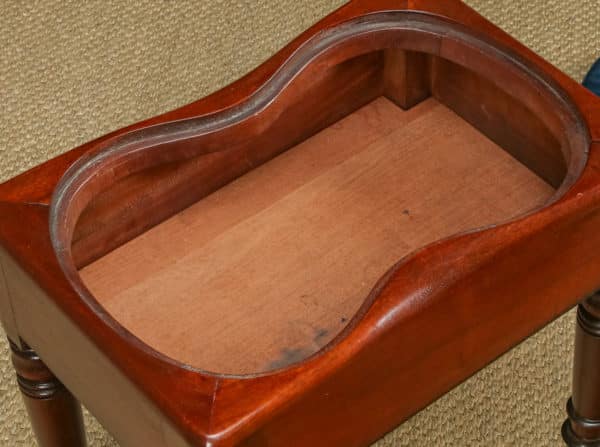Antique English Georgian Mahogany & Upholstered Dressing / Piano / Window / Tidy Box Stool (Circa 1820)