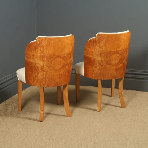 Antique English Art Deco Pair of Epstein Satinwood & Leather Cloud Shape Dining Chairs (Circa 1935) - Photo 19
