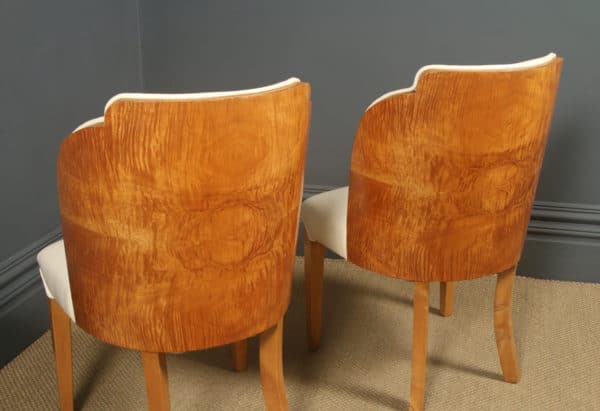 Antique English Art Deco Pair of Epstein Satinwood & Leather Cloud Shape Dining Chairs (Circa 1935) - Photo 20