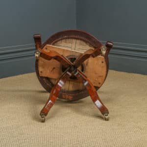 Antique English Victorian Mahogany & Green Leather Revolving Office Desk Arm Chair (Circa 1870)