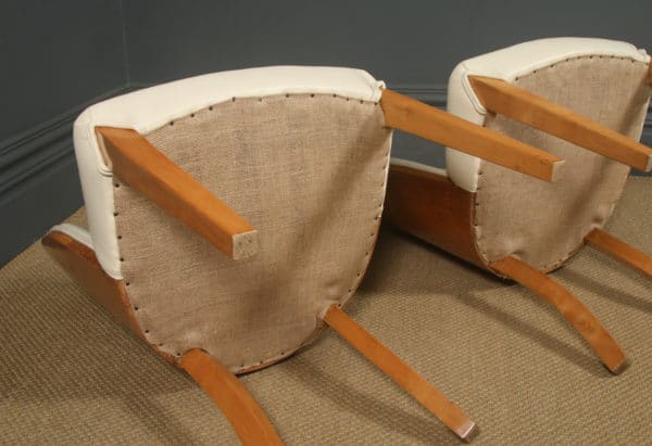 Antique English Art Deco Pair of Epstein Satinwood & Leather Cloud Shape Dining Chairs (Circa 1935) - Photo 22