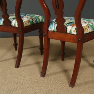 Antique English Victorian Pair of Mahogany Spear Back Dining / Occasional / Office Desk Chairs (Circa 1870)