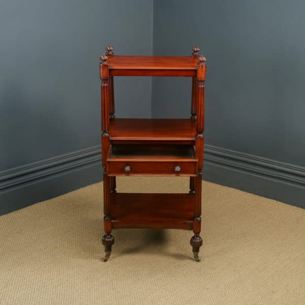 Antique English William IV / Victorian Mahogany Three-Tier Whatnot Etagere Display Stand Shelves (Circa 1840)