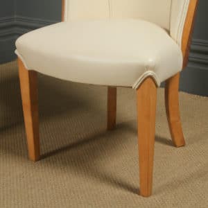 Antique English Art Deco Pair of Epstein Satinwood & Leather Cloud Shape Dining Chairs (Circa 1935) - Photo 4