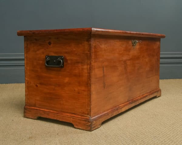 Antique English Victorian Pine Flat-Top Blanket Box Chest Trunk (Circa 1840)
