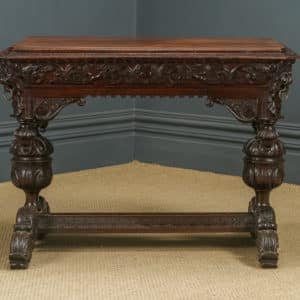 Antique Flemish Victorian Gothic Green Man Carved Oak Dolphin Centre / Hall Table (Circa 1870)
