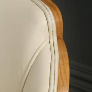 Antique English Art Deco Pair of Epstein Satinwood & Leather Cloud Shape Dining Chairs (Circa 1935) - Photo 9