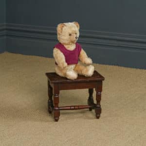 Small Antique English Victorian 17th Century Style Oak Joint Teddy Bear / Doll Stool (Circa 1890)
