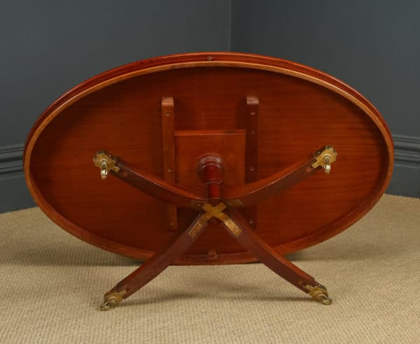 English Georgian Regency Style Flame Mahogany Oval Centre / Coffee Table by Charles Barr (Circa 1980)