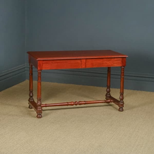 Antique English Victorian Mahogany Library / Console / Side Table with Drawers (Circa 1850)