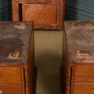 Antique English Victorian 4ft 6” Walnut & Black Leather Pedestal Office Writing Desk (Circa 1890)