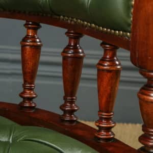 Antique English Victorian Mahogany & Green Leather Office Desk Arm Chair (Circa 1890)
