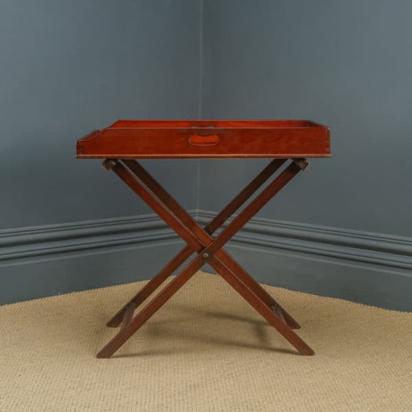Antique English Georgian Mahogany Butlers Drinks Tray Table & Stand (Circa 1820)