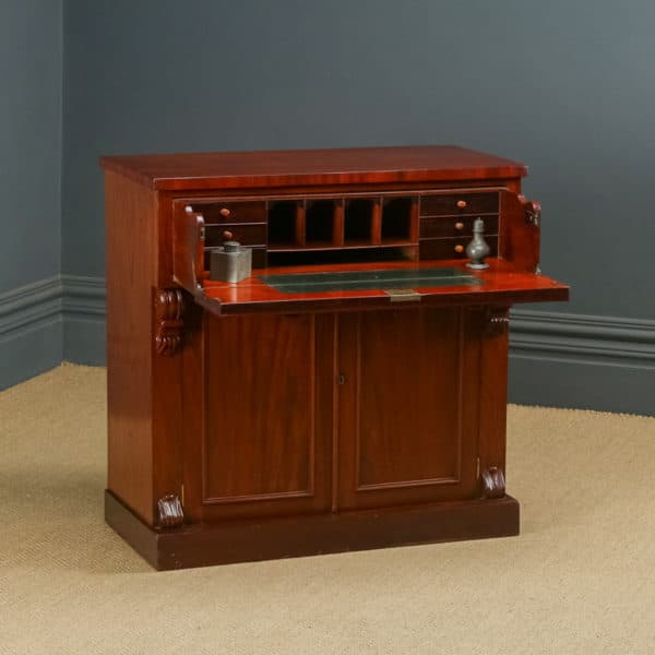 Antique English William IV Mahogany Secretaire Bureau Desk Chiffonier (Circa 1835)