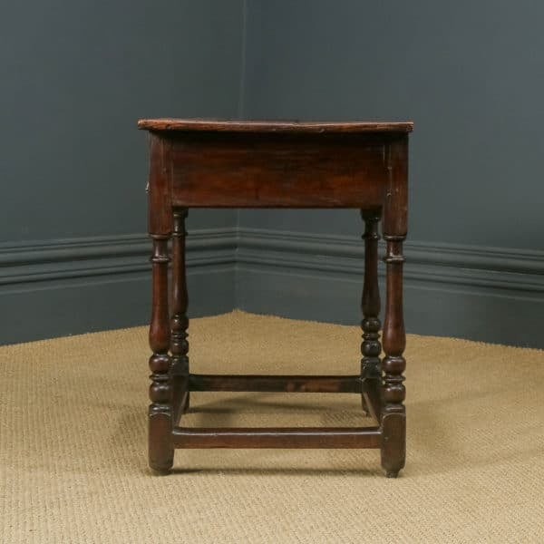 Antique English Georgian Oak & Ash Occasional Hall Writing Lowboy Side Table with Drawer (Circa 1720)