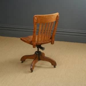 Antique English Edwardian Oak Revolving Office Desk Side Chair (Circa 1910)