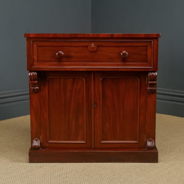 Antique English William IV Mahogany Secretaire Bureau Desk Chiffonier (Circa 1835)
