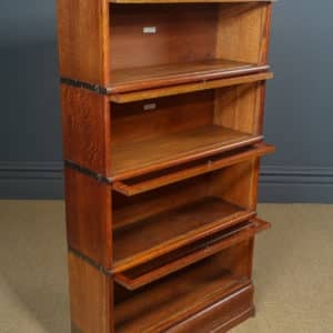 Antique English George V Globe Wernicke Oak Four Tier Glazed Sectional Bookcase (Circa 1920)