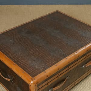 Vintage English Brown Leather Suitcase Shaped Coffee Table / Trunk (Circa 1980)