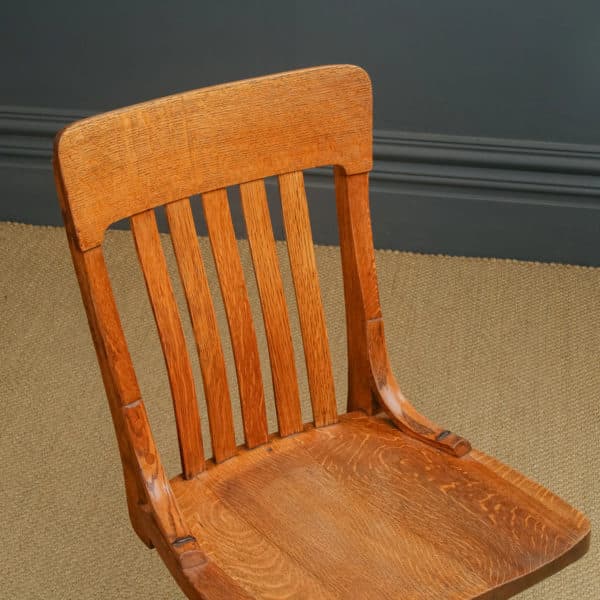 Antique English Edwardian Oak Revolving Office Desk Side Chair (Circa 1910)