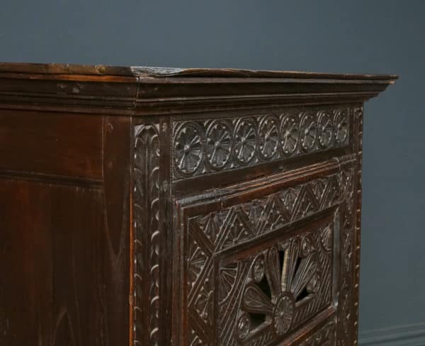 Antique French 19th Century Chestnut Carved Kitchen Housekeepers Food Cupboard (Circa 1830)