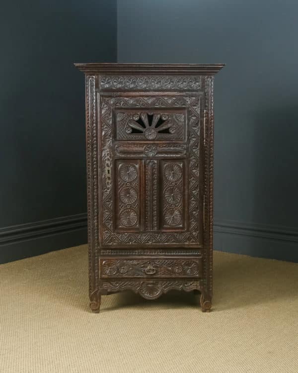 Antique French 19th Century Chestnut Carved Kitchen Housekeepers Food Cupboard (Circa 1830)