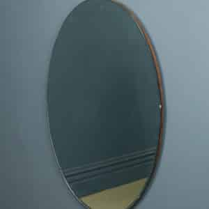 Antique English Art Deco Oval Circular Round Portrait Hanging Wall Mirror (Circa 1930)