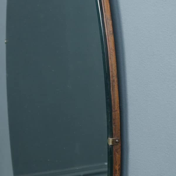 Antique English Art Deco Oval Circular Round Portrait Hanging Wall Mirror (Circa 1930)