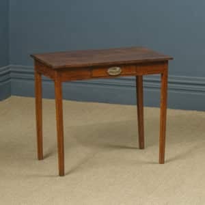 Antique English Georgian Oak Provincial Occasional Hall Writing Lowboy Estate Side Table with Drawer (Circa 1810)
