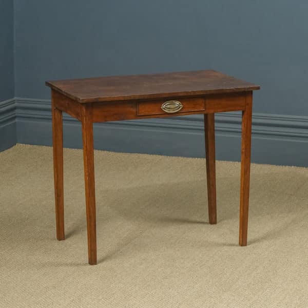 Antique English Georgian Oak Provincial Occasional Hall Writing Lowboy Estate Side Table with Drawer (Circa 1810)
