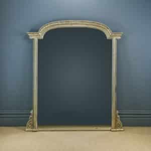Large 6ft Antique English Victorian Carved Gilt Wall Hanging Overmantle Mirror (Circa 1850)