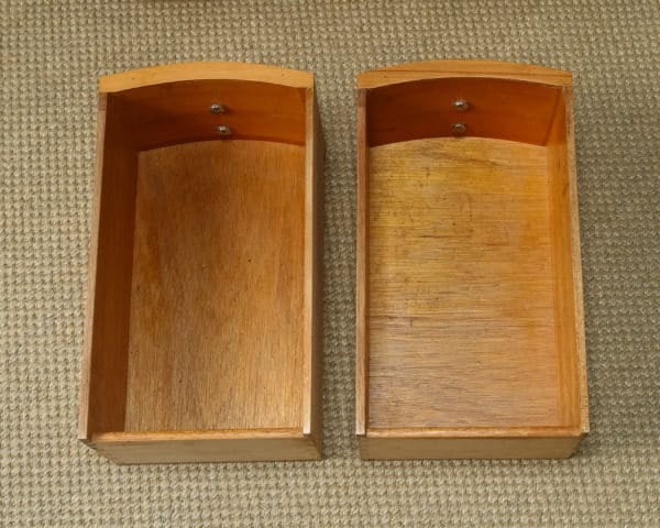 Antique English Pair of Art Deco Burr Walnut Skyscraper Bedsides Chests Tables Nightstands Cabinets (Circa 1930)