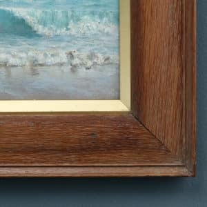 Antique English Victorian Coastal Beach Seascape Oil Painting Picture by K. Teesdale (Circa 1900)