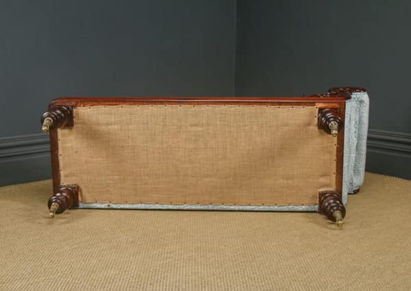 Antique English Victorian Mahogany Upholstered Chaise Longue Settee Sofa Couch (Circa 1850) - Photo 10
