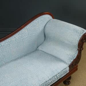 Antique English Victorian Mahogany Upholstered Chaise Longue Settee Sofa Couch (Circa 1850) - Photo 11