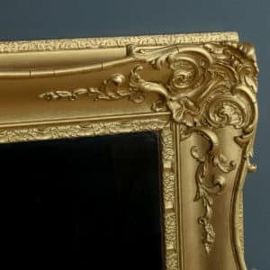 Large 4ft Antique English Victorian Carved Gilt Wall Hanging Overmantle Mirror (Circa 1850)