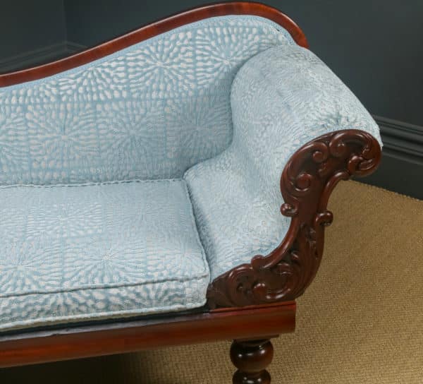 Antique English Victorian Mahogany Upholstered Chaise Longue Settee Sofa Couch (Circa 1850) - Photo 13