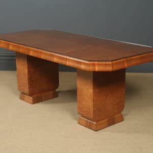 Antique English Art Deco 6ft 3” Epstein Burr Walnut Dining Room Pedestal Table (Circa 1930)