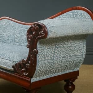 Antique English Victorian Mahogany Upholstered Chaise Longue Settee Sofa Couch (Circa 1850) - Photo 17