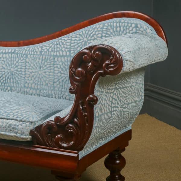 Antique English Victorian Mahogany Upholstered Chaise Longue Settee Sofa Couch (Circa 1850) - Photo 18