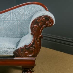 Antique English Victorian Mahogany Upholstered Chaise Longue Settee Sofa Couch (Circa 1850) - Photo 19