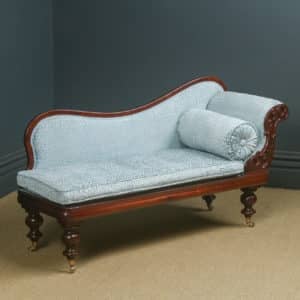 Antique English Victorian Mahogany Upholstered Chaise Longue Settee Sofa Couch (Circa 1850) - Photo 2