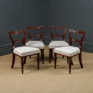 Antique English Georgian Regency Set of Four 4 Gillows Mahogany Fluted Dining Chairs (Circa 1830)