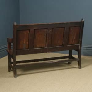 Antique English 18th Century Georgian Oak High Back 5ft Wide Hall Kitchen Bench Settle Seat (Circa 1750)