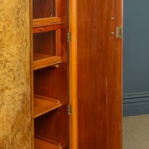 English Art Deco Burr Walnut Three Door Armoire Wardrobe with Fitted Glass Interior (Circa 1930)