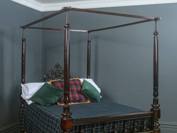 Antique 4ft 6” Victorian Anglo-Indian Colonial Raj Double Size Four Poster Bed (Circa 1880)