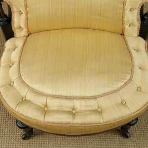 Antique English Victorian Aesthetic Ebonised Upholstered Occasional / Nursing / Bedroom / Conversation Chair (Circa 1880)