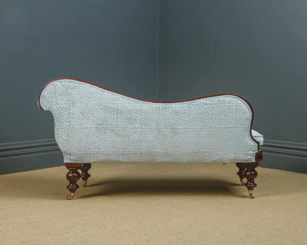 Antique English Victorian Mahogany Upholstered Chaise Longue Settee Sofa Couch (Circa 1850) - Photo 9