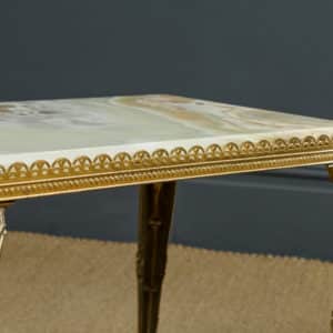 Vintage French Nest of Three Onyx Marble & Brass Low / Coffee / Occasional / Side Tables (Circa 1940)