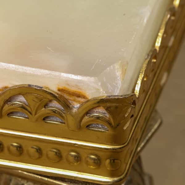 Vintage French Nest of Three Onyx Marble & Brass Low / Coffee / Occasional / Side Tables (Circa 1940)